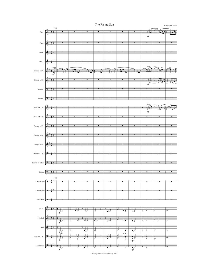 First page of the score of The Rising Sun